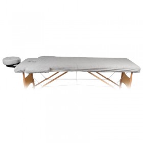 Махровый чехол для массажного стола с резинкой, серый
