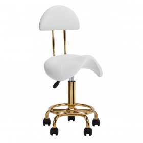 Saddle-shaped stool with backrest 6001, white-gold